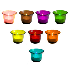 Festival glass candle cup, Christmas Glassware , Christmas sprayed colored glass candle holder